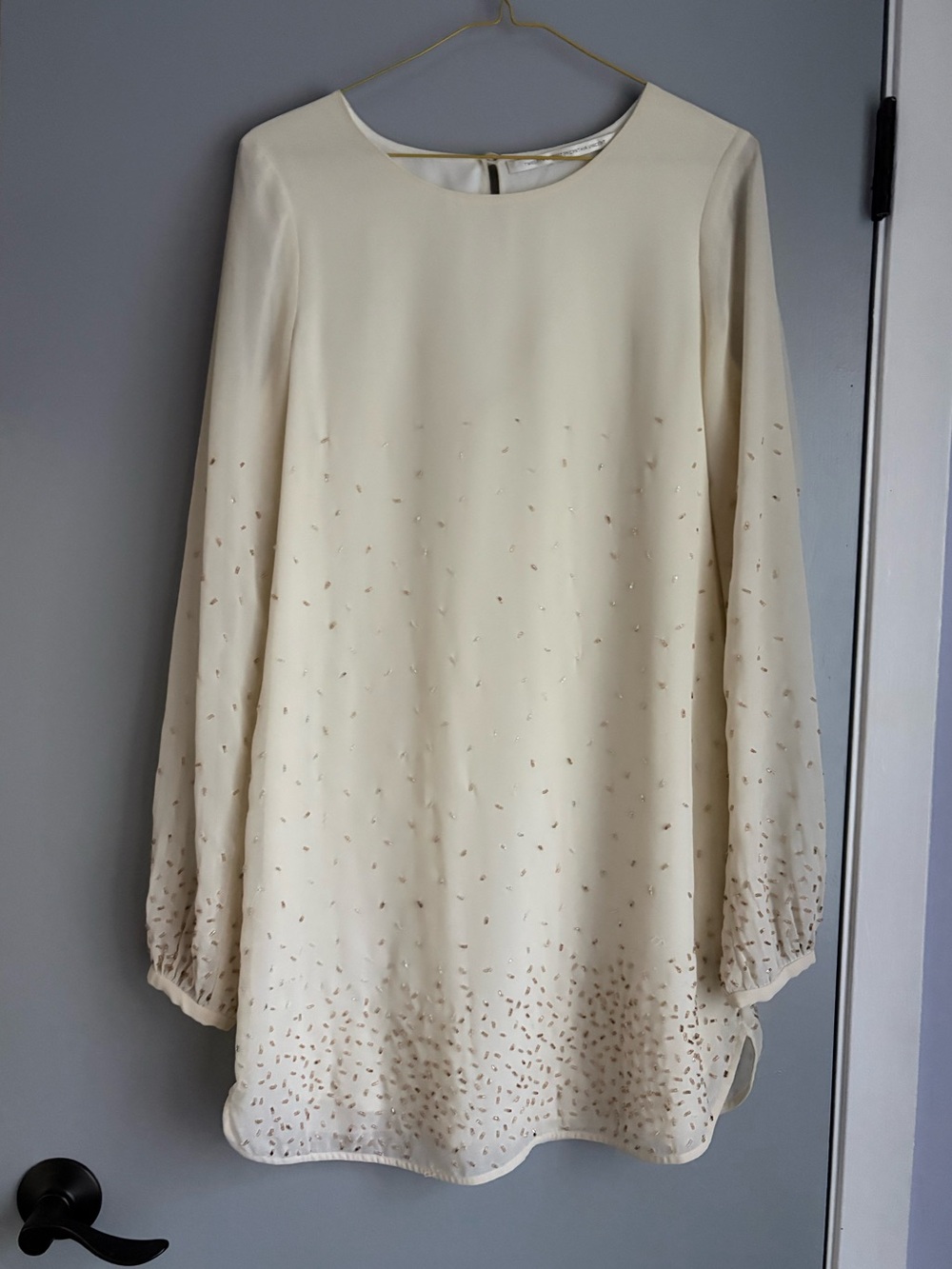 Twelfth Street by Cynthia Vincent Cream mini embroidered beads Tunic Dress